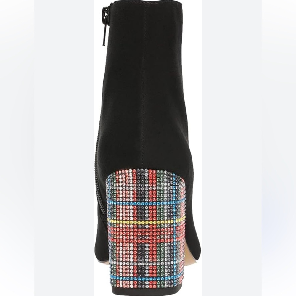 50%offw❤️Betsy Johnson Barrette BLACK MULTI suede boot BOOTIE rhinestone heels - Picture 2 of 7